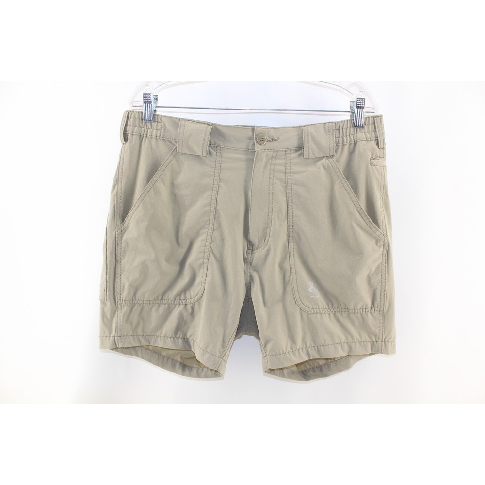 Hook & Tackle Men's Khaki Tan Nylon Fishing Cargo Shorts 35" W,‎ 5.5" Inseam